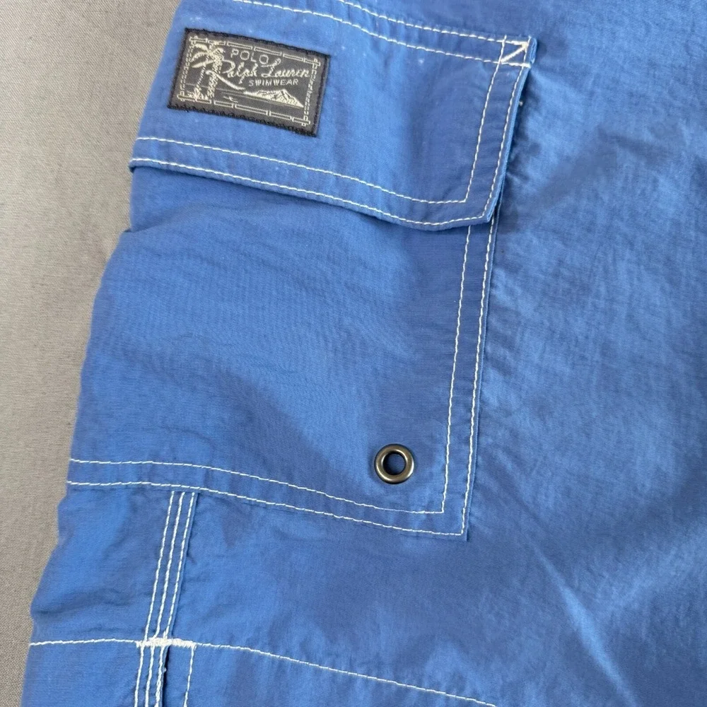 POLO RALPH LAUREN Board Short XXL Blue cargo Swim pocket vtg‎ 90s y2k pony